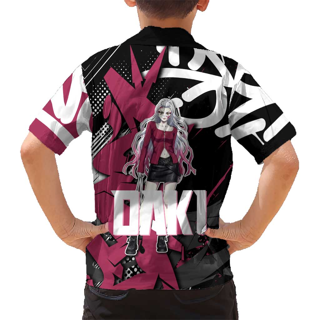 Daki Demon Slayer Hawaiian Shirt Pink Graffiti Anime Aesthetic