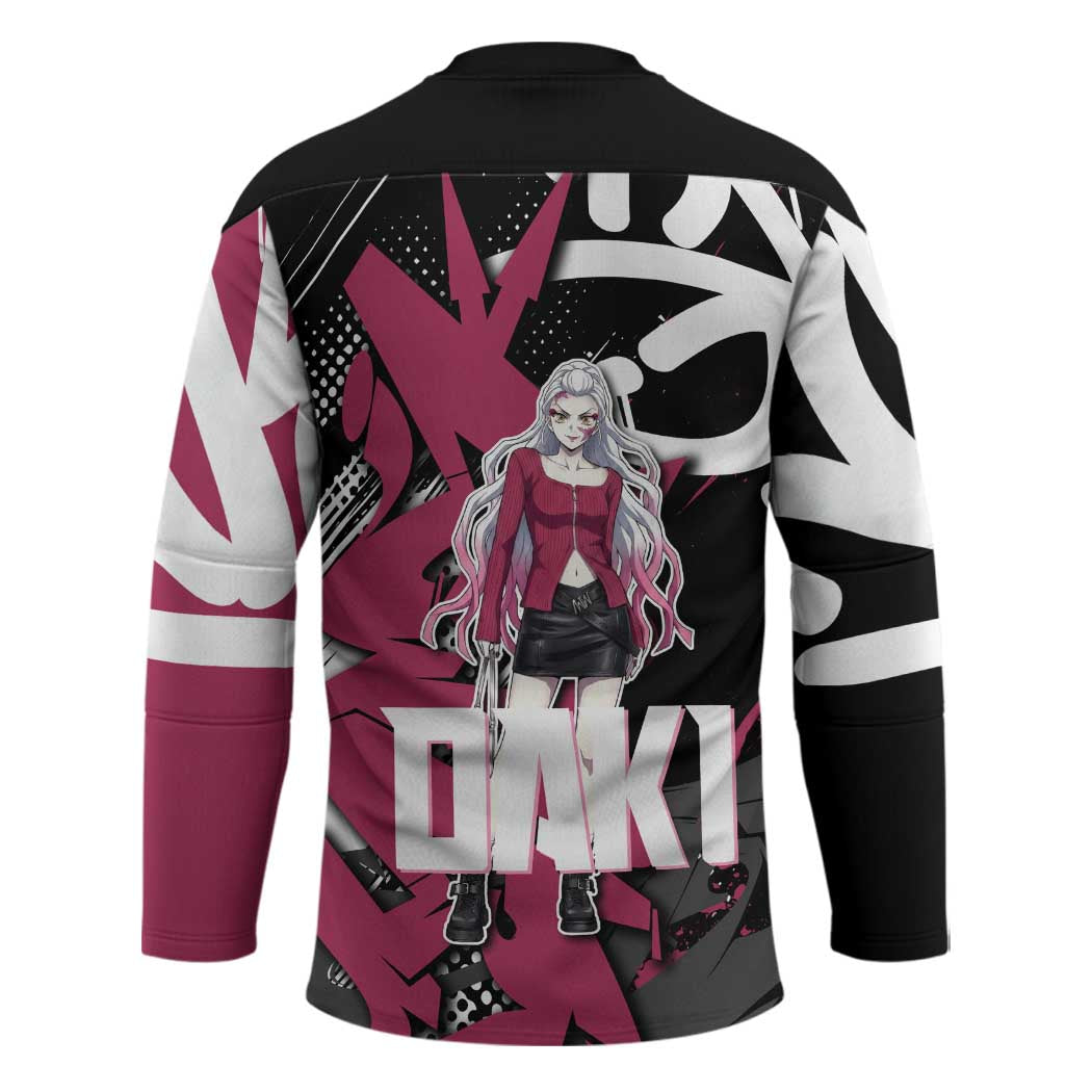 Daki Demon Slayer Hockey Jersey Pink Graffiti Anime Aesthetic