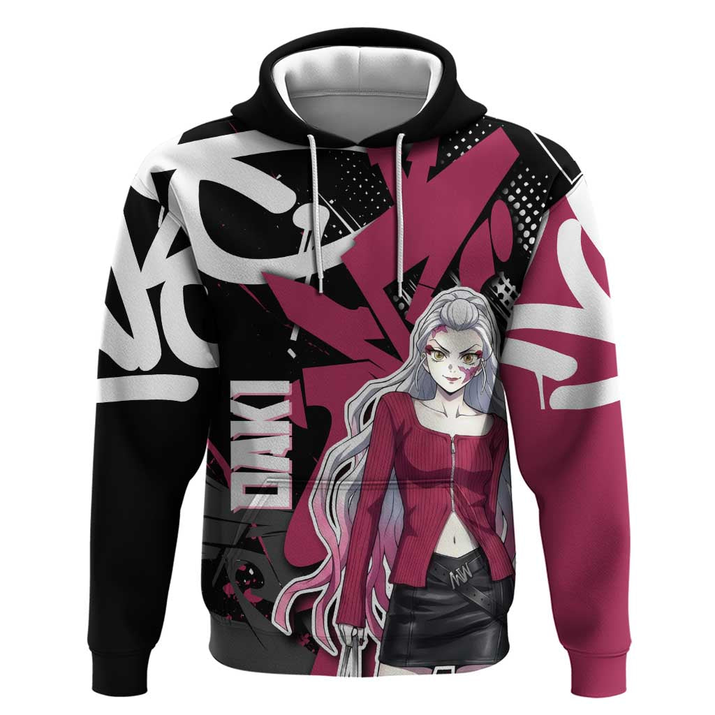 Daki Demon Slayer Hoodie Pink Graffiti Anime Aesthetic