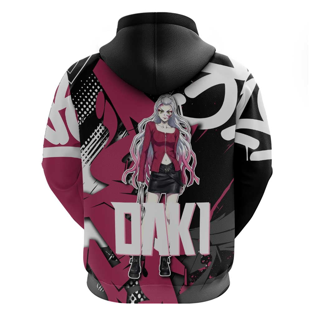 Daki Demon Slayer Hoodie Pink Graffiti Anime Aesthetic