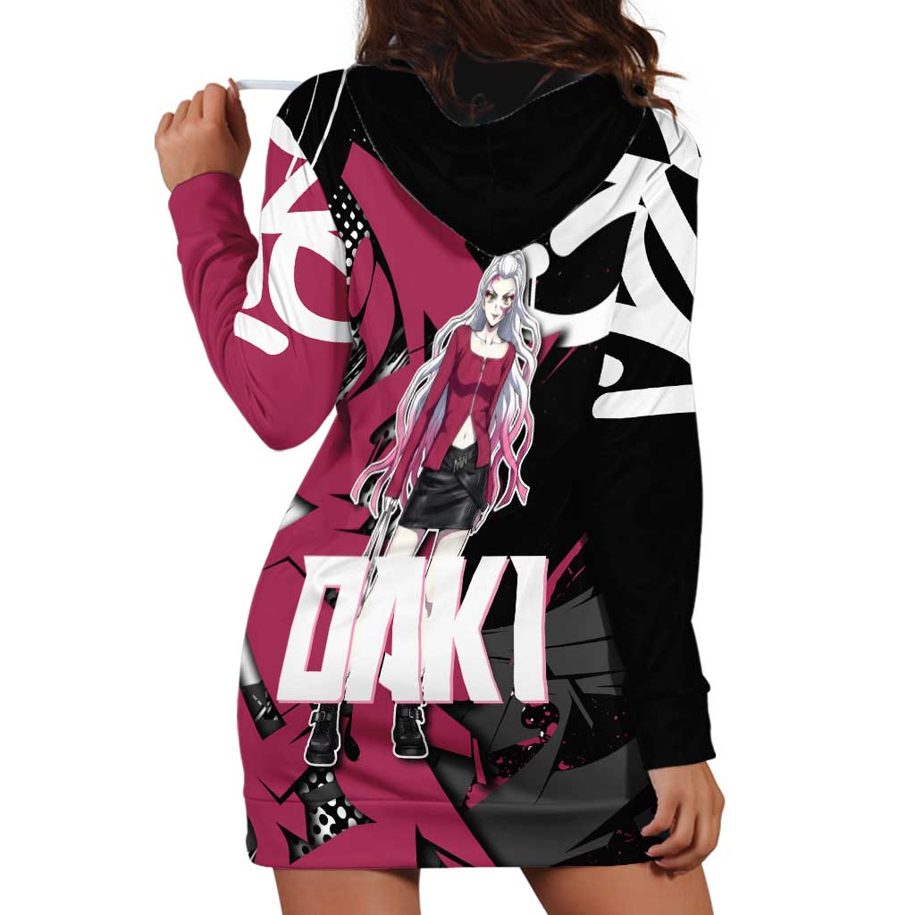 Daki Demon Slayer Hoodie Dress Pink Graffiti Anime Aesthetic