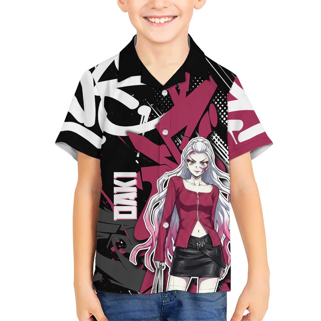 Daki Demon Slayer Kid Hawaiian Shirt Pink Graffiti Anime Aesthetic