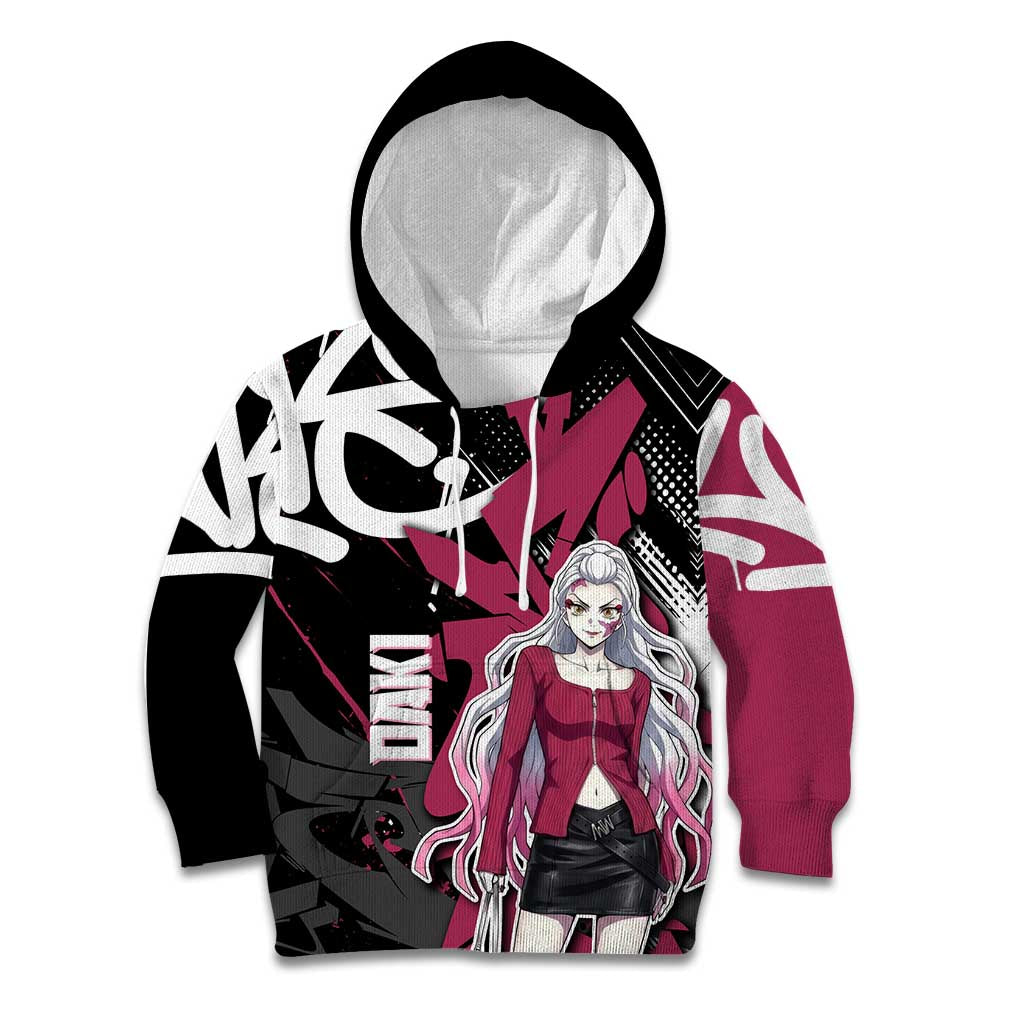 Daki Demon Slayer Kid Hoodie Pink Graffiti Anime Aesthetic