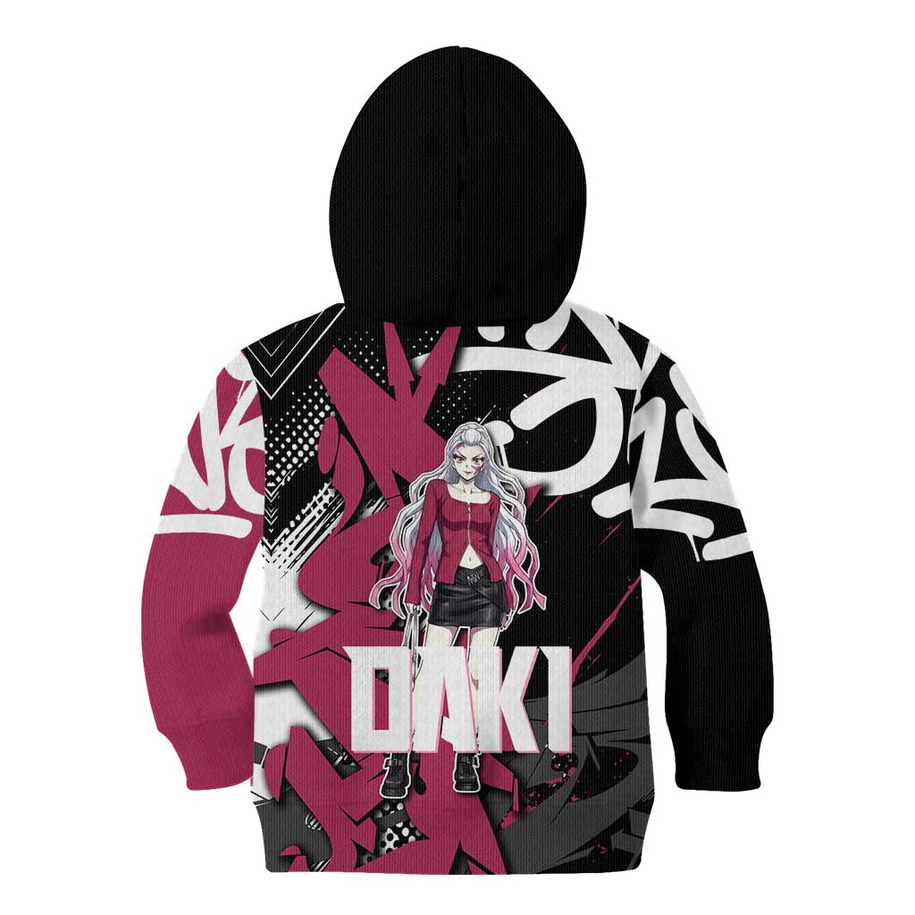 Daki Demon Slayer Kid Hoodie Pink Graffiti Anime Aesthetic