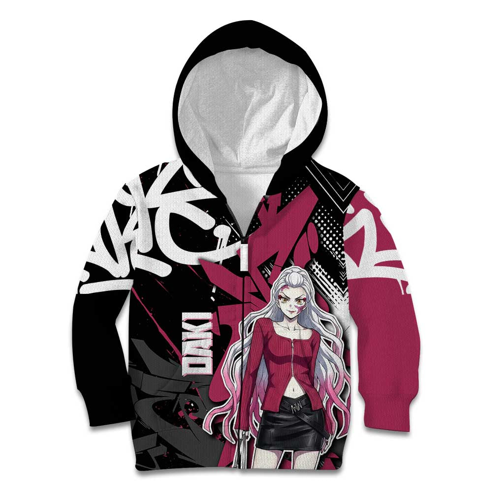 Daki Demon Slayer Kid Hoodie Pink Graffiti Anime Aesthetic