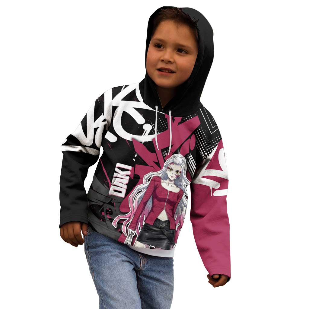Daki Demon Slayer Kid Hoodie Pink Graffiti Anime Aesthetic