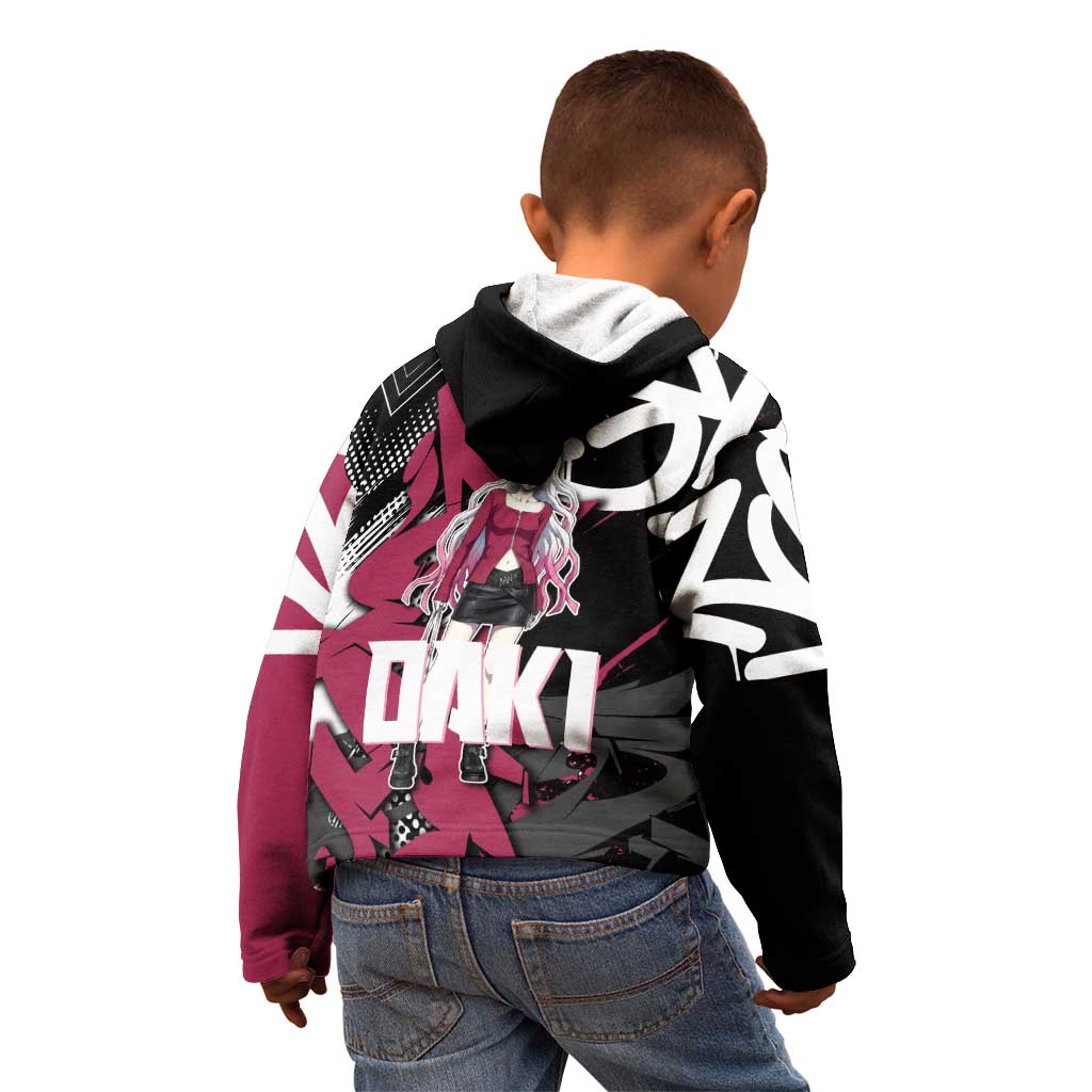 Daki Demon Slayer Kid Hoodie Pink Graffiti Anime Aesthetic