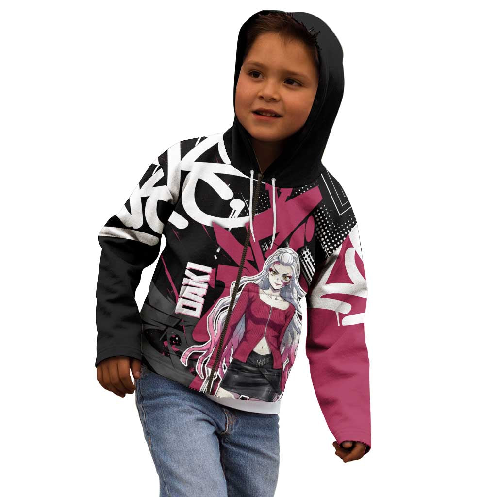 Daki Demon Slayer Kid Hoodie Pink Graffiti Anime Aesthetic