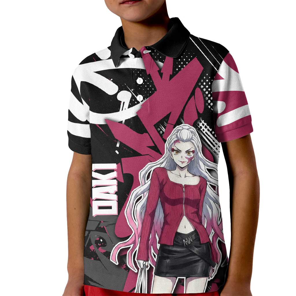 Daki Demon Slayer Kid Polo Shirt Pink Graffiti Anime Aesthetic