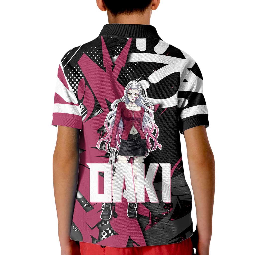 Daki Demon Slayer Kid Polo Shirt Pink Graffiti Anime Aesthetic