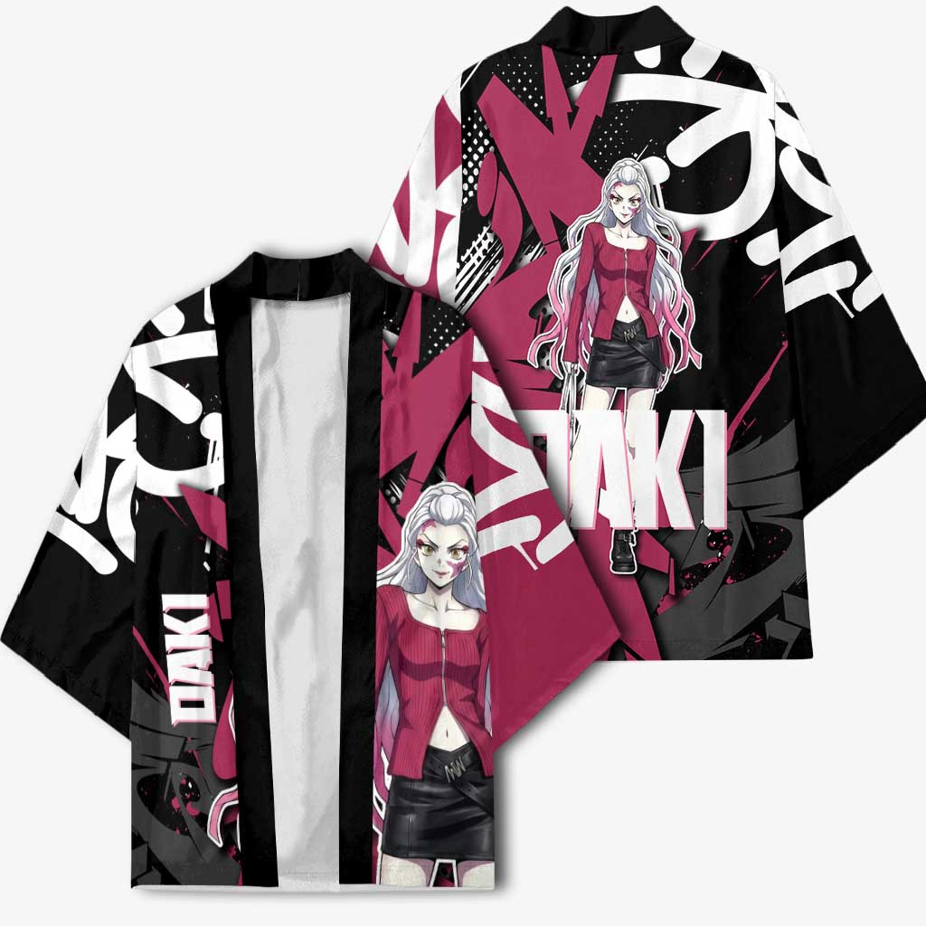 Daki Demon Slayer Kimono Pink Graffiti Anime Aesthetic