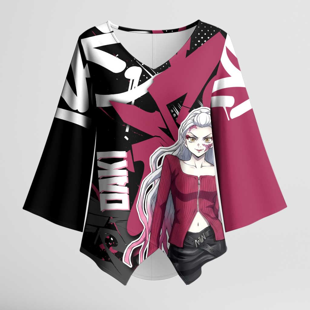 Daki Demon Slayer Kimono Sleeve Blouse Pink Graffiti Anime Aesthetic