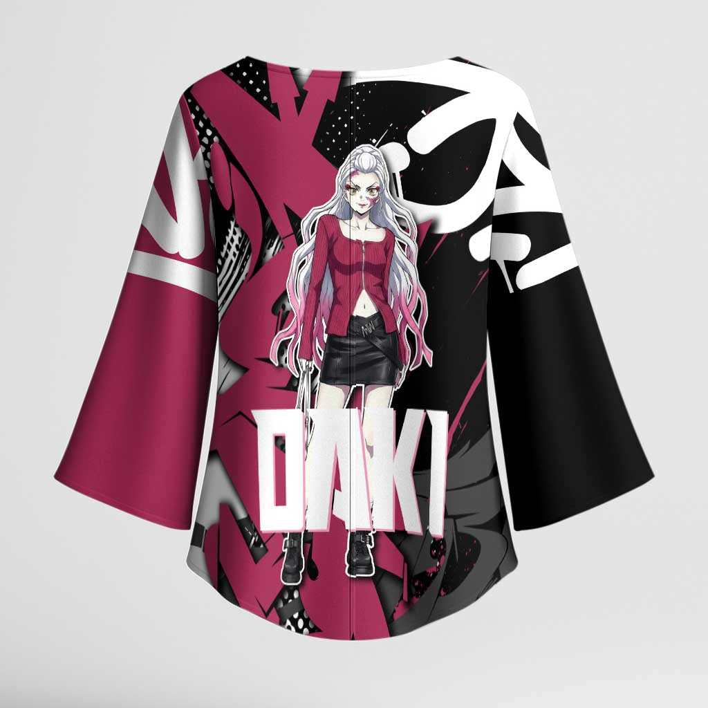 Daki Demon Slayer Kimono Sleeve Blouse Pink Graffiti Anime Aesthetic