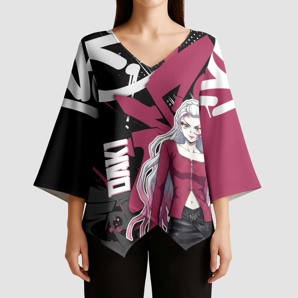 Daki Demon Slayer Kimono Sleeve Blouse Pink Graffiti Anime Aesthetic