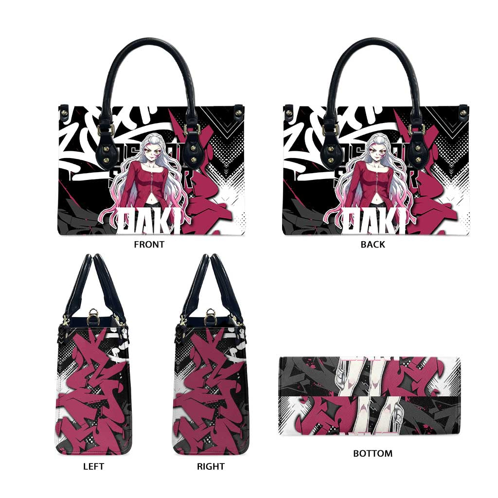 Daki Demon Slayer Leather Bag Pink Graffiti Anime Aesthetic