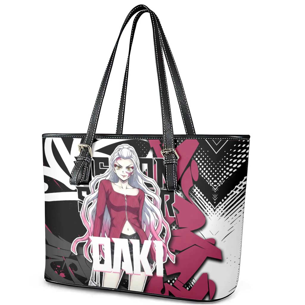 Daki Demon Slayer Leather Tote Bag Pink Graffiti Anime Aesthetic