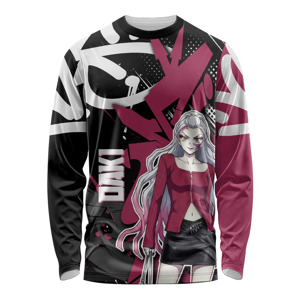 Daki Demon Slayer Long Sleeve Shirt Pink Graffiti Anime Aesthetic