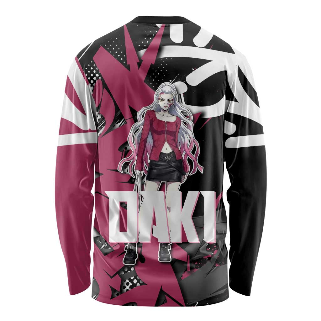 Daki Demon Slayer Long Sleeve Shirt Pink Graffiti Anime Aesthetic