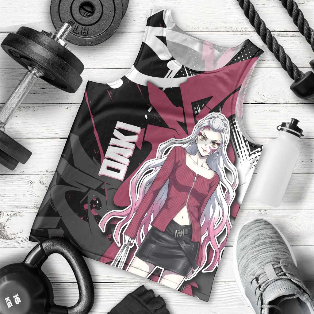 Daki Demon Slayer Men Tank Top Pink Graffiti Anime Aesthetic