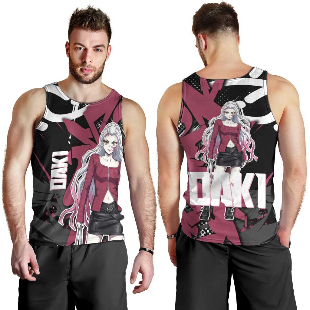 Daki Demon Slayer Men Tank Top Pink Graffiti Anime Aesthetic