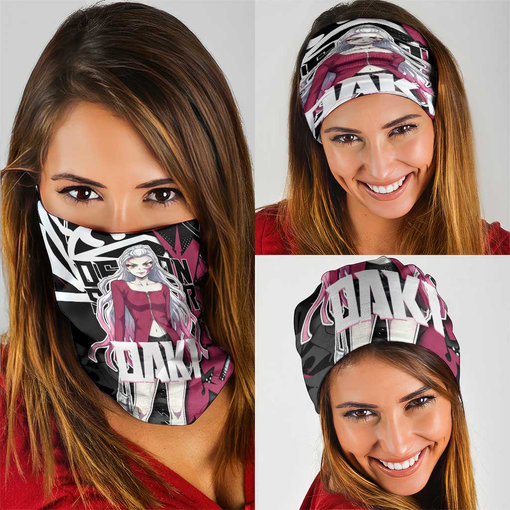 Daki Demon Slayer Neck Gaiter Pink Graffiti Anime Aesthetic