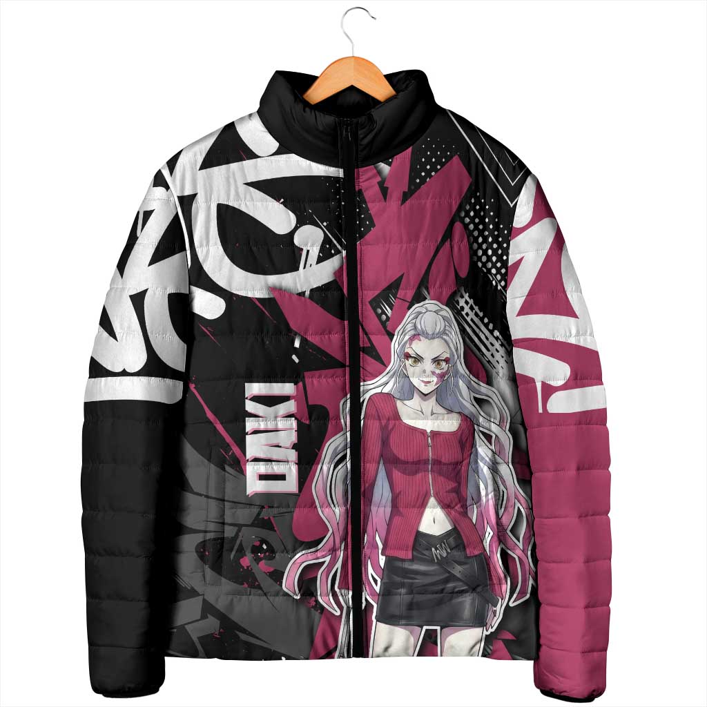Daki Demon Slayer Padded Jacket Pink Graffiti Anime Aesthetic