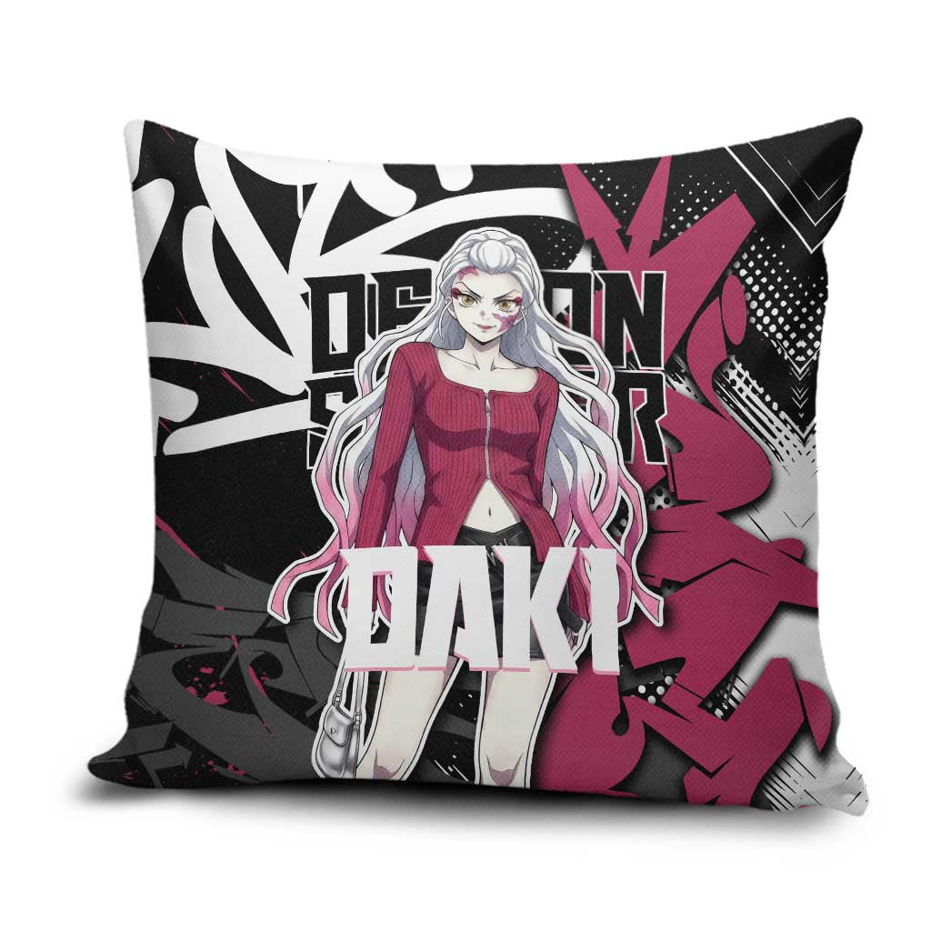 Daki Demon Slayer Pillow Cover Pink Graffiti Anime Aesthetic