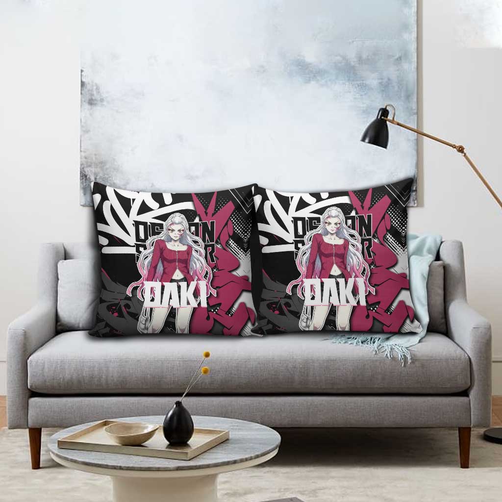 Daki Demon Slayer Pillow Cover Pink Graffiti Anime Aesthetic