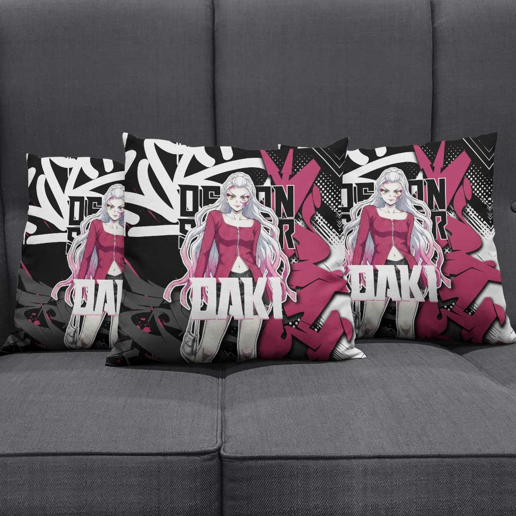 Daki Demon Slayer Pillow Cover Pink Graffiti Anime Aesthetic