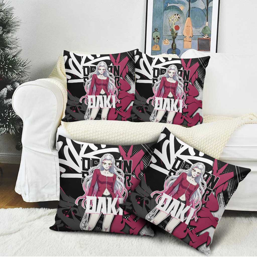 Daki Demon Slayer Pillow Cover Pink Graffiti Anime Aesthetic