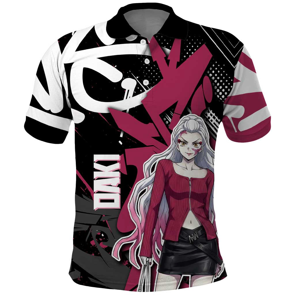 Daki Demon Slayer Polo Shirt Pink Graffiti Anime Aesthetic