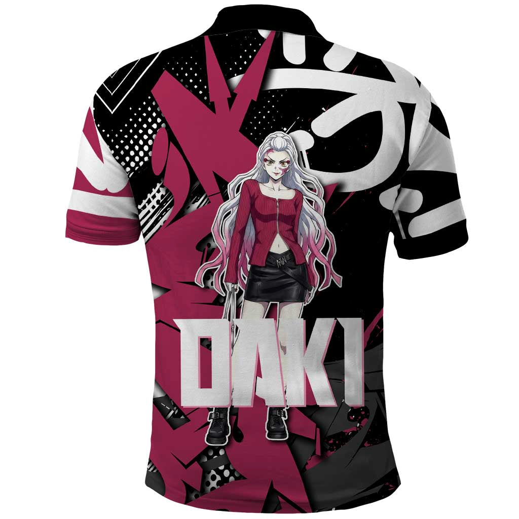 Daki Demon Slayer Polo Shirt Pink Graffiti Anime Aesthetic