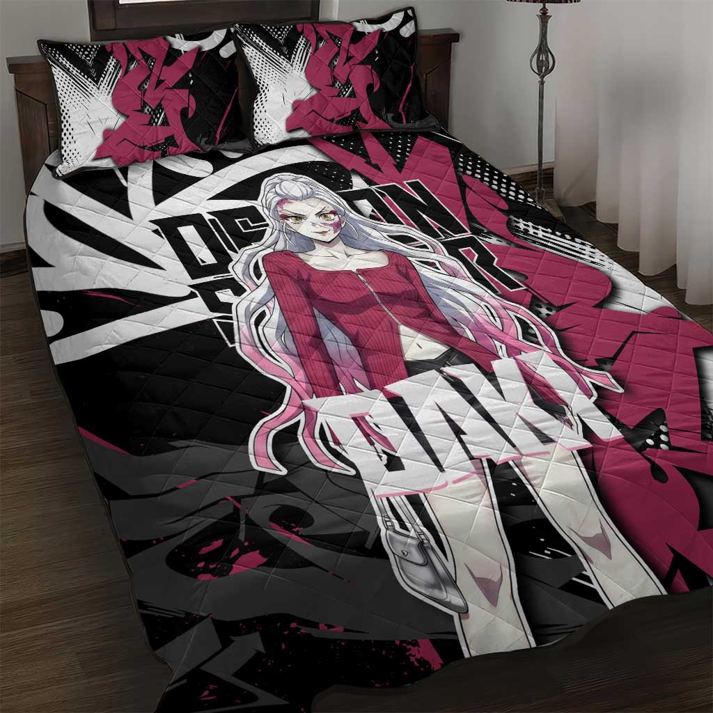 Daki Demon Slayer Quilt Bed Set Pink Graffiti Anime Aesthetic
