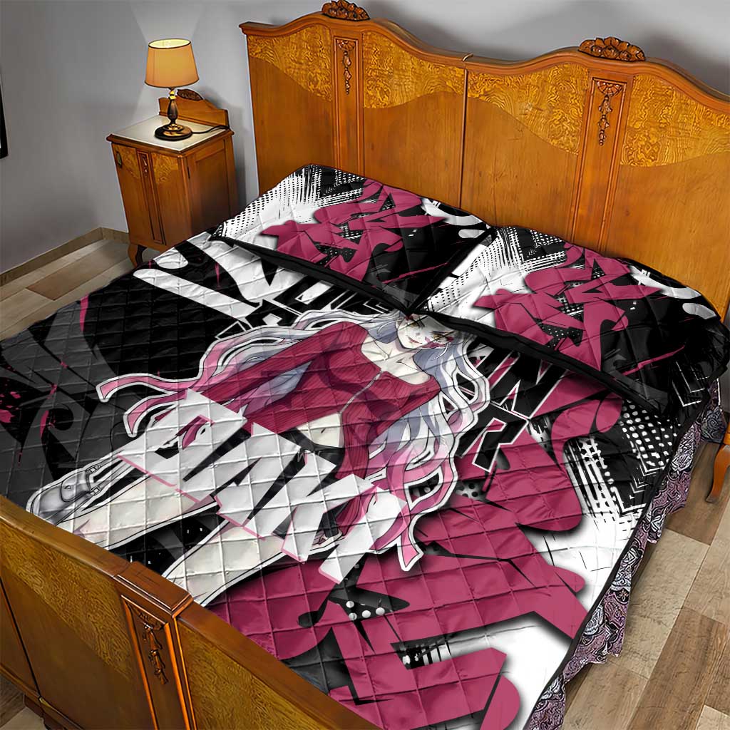 Daki Demon Slayer Quilt Bed Set Pink Graffiti Anime Aesthetic