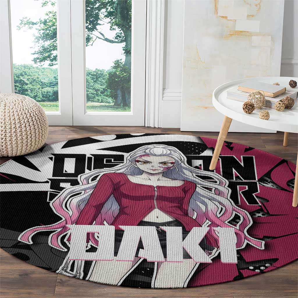 Daki Demon Slayer Round Carpet Pink Graffiti Anime Aesthetic