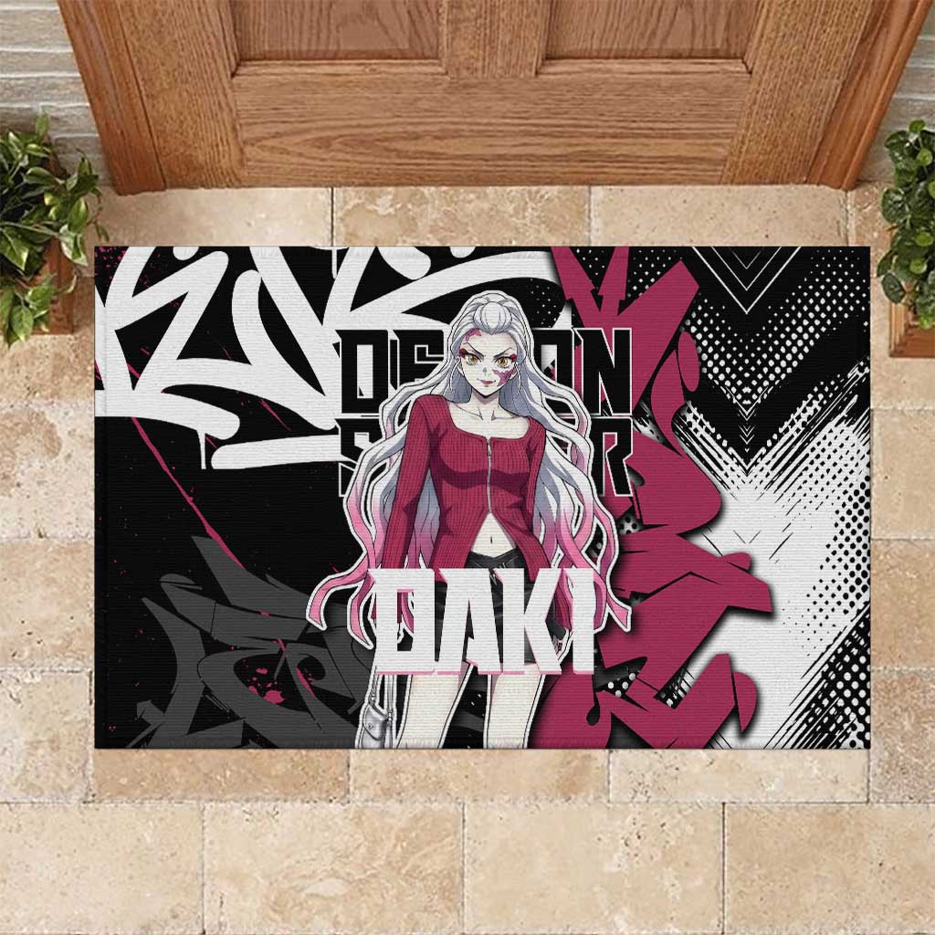 Daki Demon Slayer Rubber Doormat Pink Graffiti Anime Aesthetic