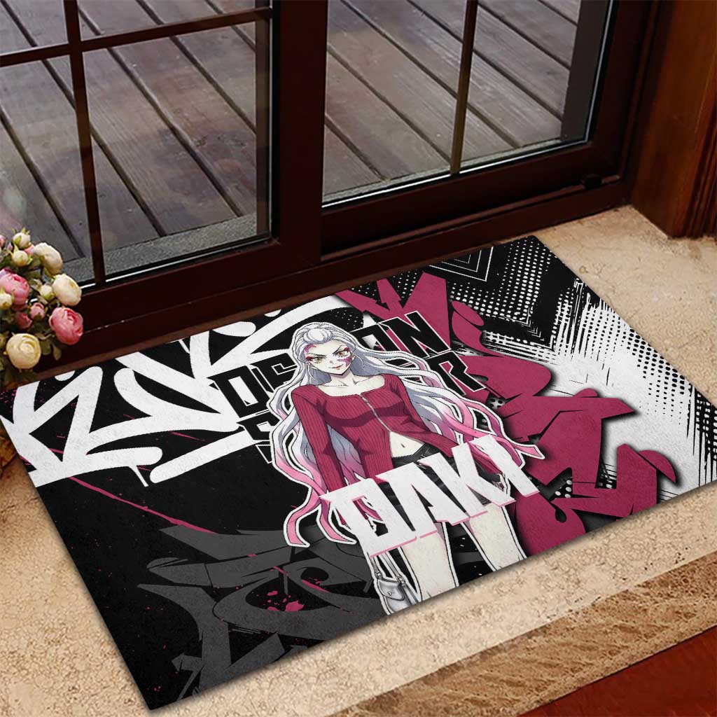 Daki Demon Slayer Rubber Doormat Pink Graffiti Anime Aesthetic