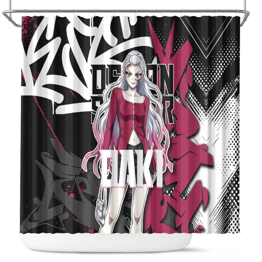 Daki Demon Slayer Shower Curtain Pink Graffiti Anime Aesthetic