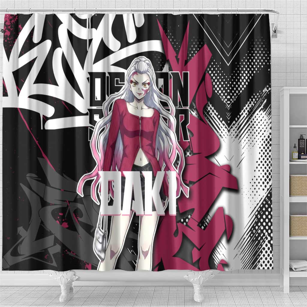 Daki Demon Slayer Shower Curtain Pink Graffiti Anime Aesthetic