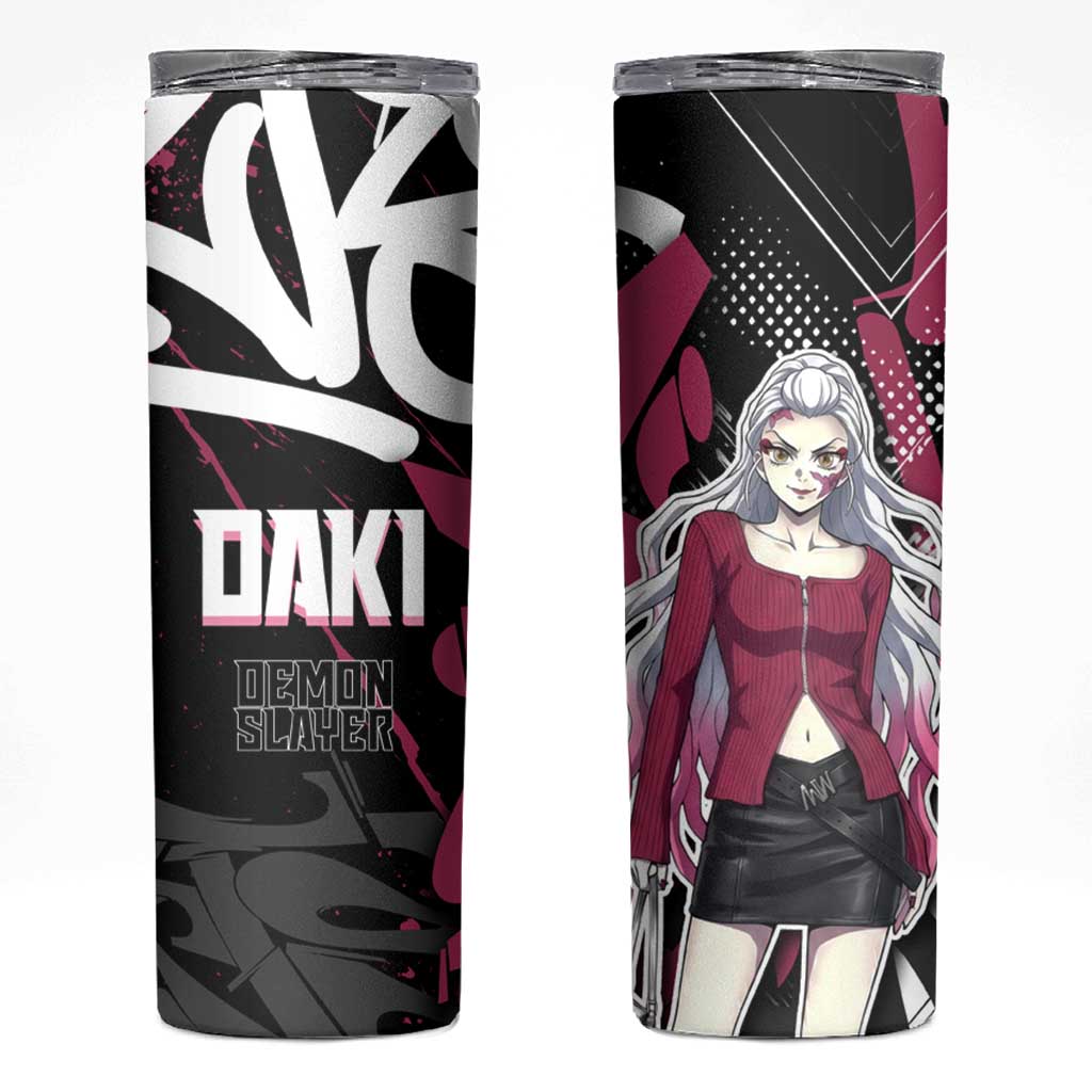 Daki Demon Slayer Skinny Tumbler Pink Graffiti Anime Aesthetic