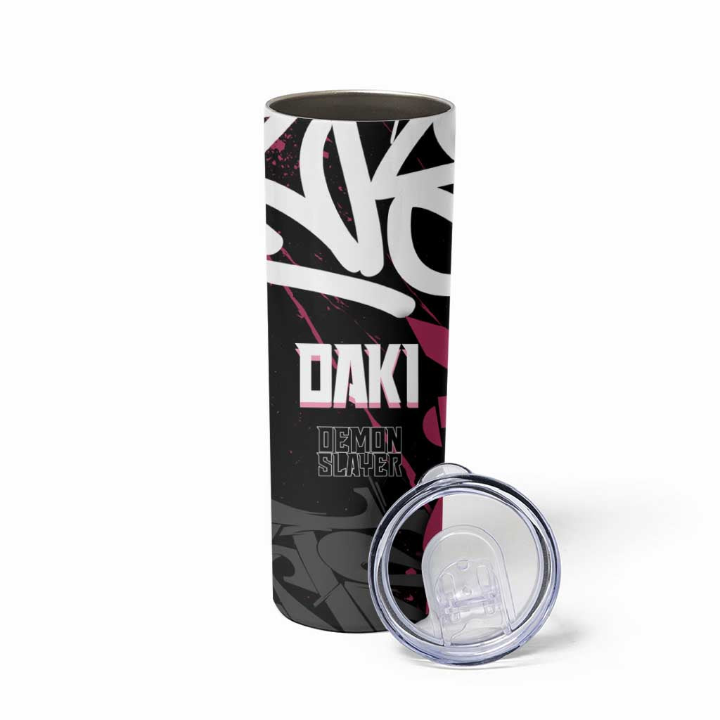 Daki Demon Slayer Skinny Tumbler Pink Graffiti Anime Aesthetic