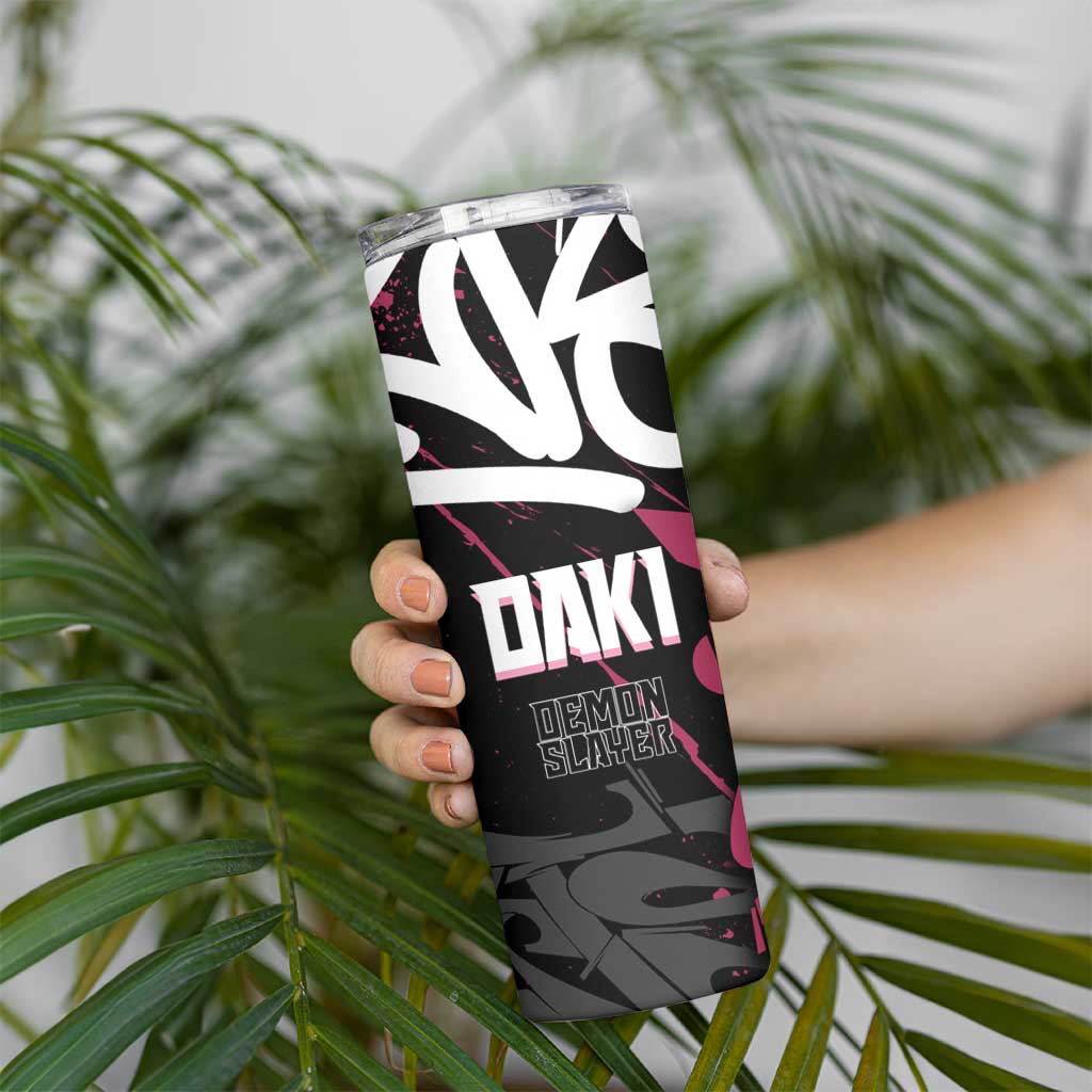 Daki Demon Slayer Skinny Tumbler Pink Graffiti Anime Aesthetic