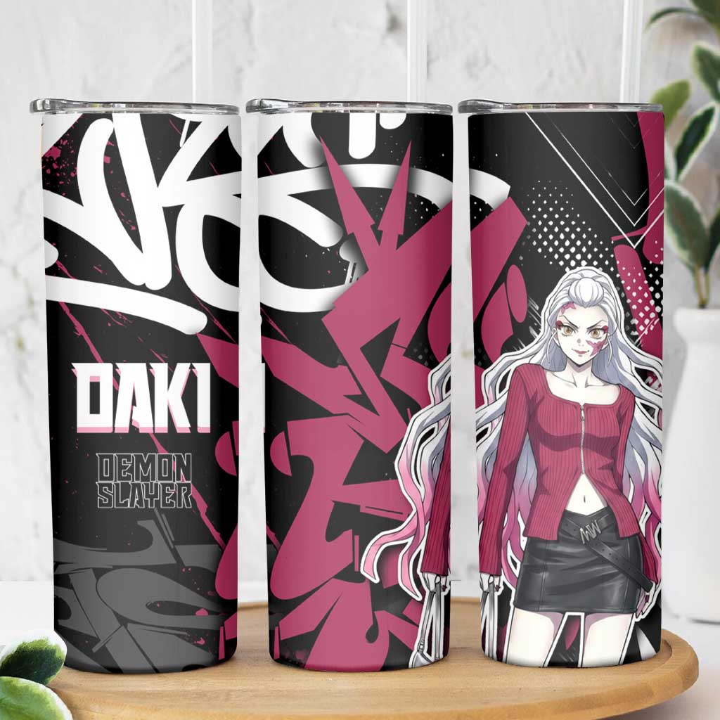 Daki Demon Slayer Skinny Tumbler Pink Graffiti Anime Aesthetic