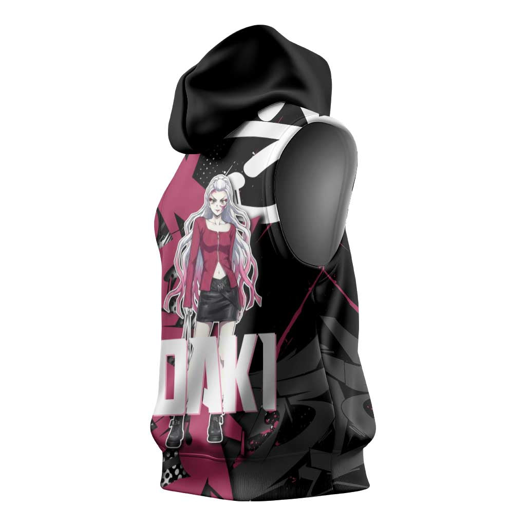 Daki Demon Slayer Sleeveless Hoodie Pink Graffiti Anime Aesthetic