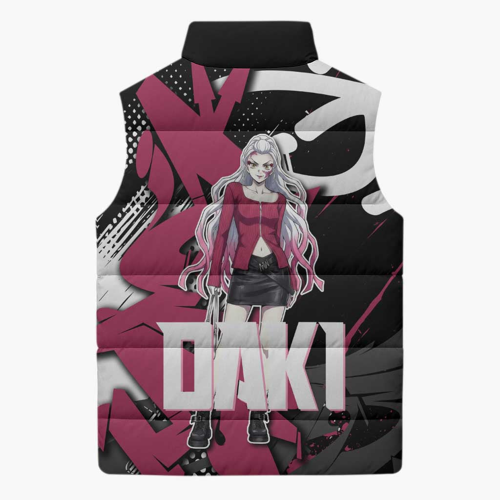 Daki Demon Slayer Sleeveless Puffer Jacket Pink Graffiti Anime Aesthetic