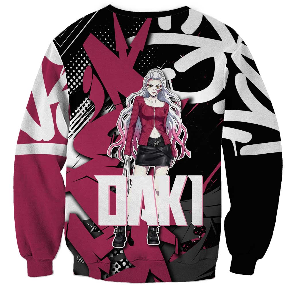 Daki Demon Slayer Sweatshirt Pink Graffiti Anime Aesthetic