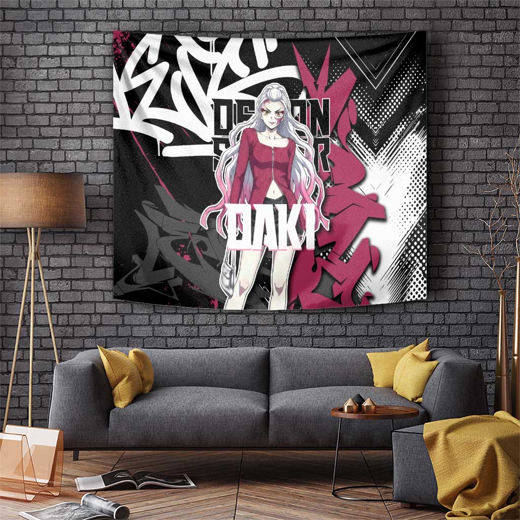Daki Demon Slayer Tapestry Pink Graffiti Anime Aesthetic