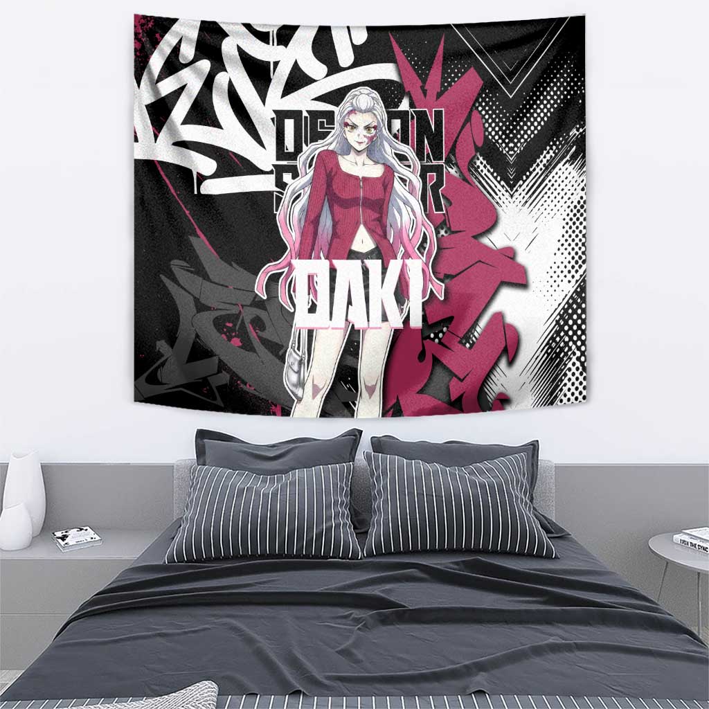 Daki Demon Slayer Tapestry Pink Graffiti Anime Aesthetic