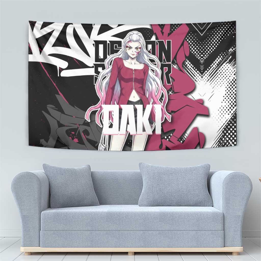 Daki Demon Slayer Tapestry Pink Graffiti Anime Aesthetic