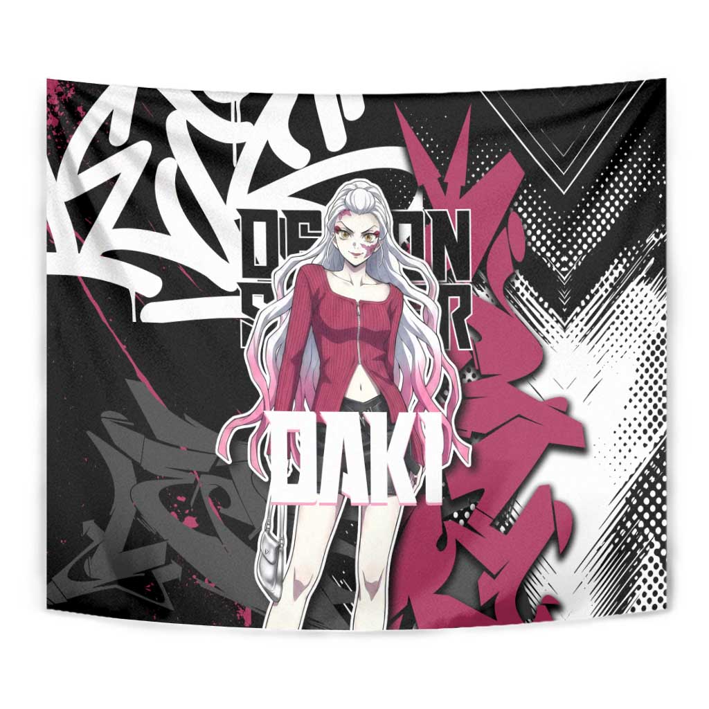 Daki Demon Slayer Tapestry Pink Graffiti Anime Aesthetic